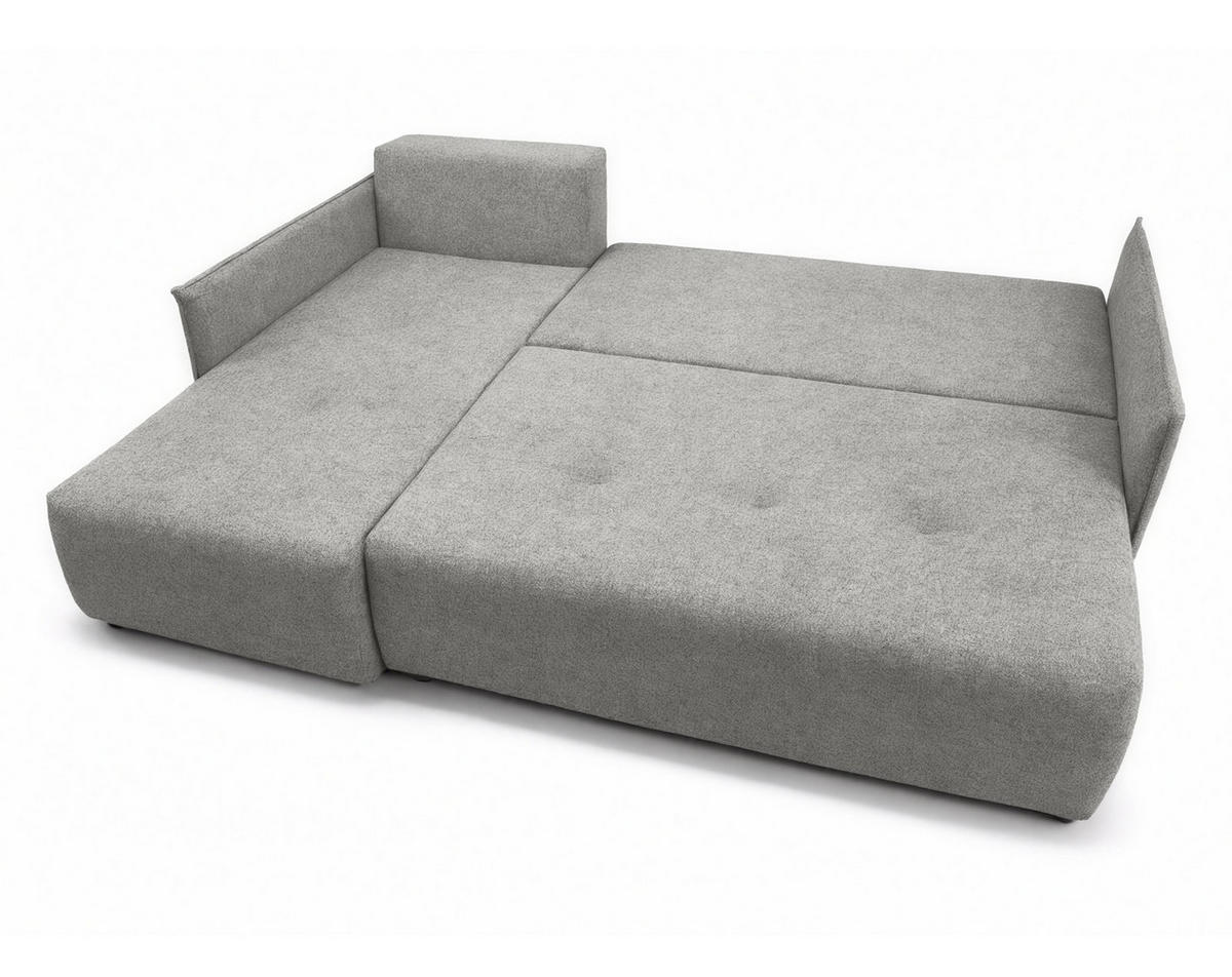 ECKSOFA L Form Damascus Hellgrau 212/143/88 cm Links mit Schlaffunktion - Hellgrau/Schwarz, Kunststoff/Textil (143/212cm) - AX Living