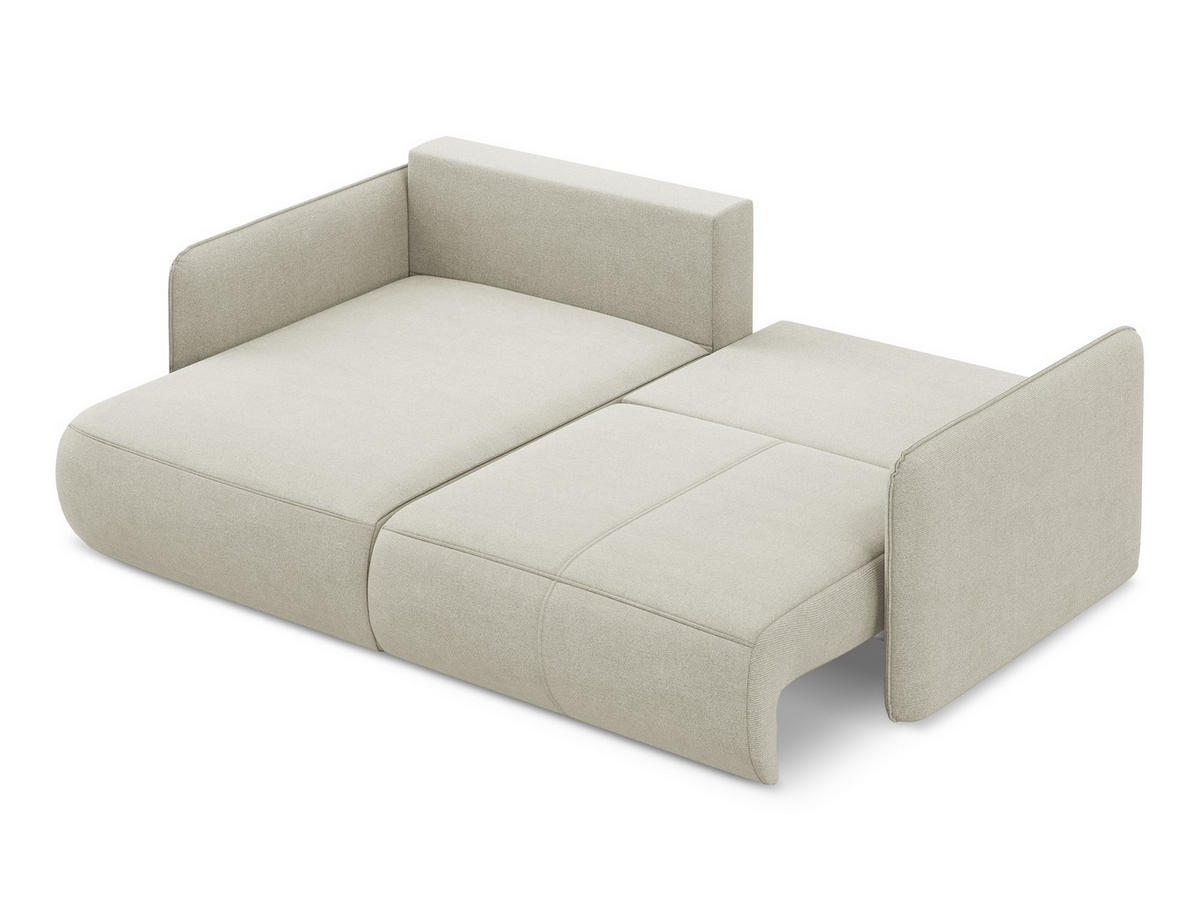 ECKSOFA mit Schlaffunktion Strukturstoff Stoff Beige - Beige/Creme, Kunststoff/Textil (148/207cm) - Makamii