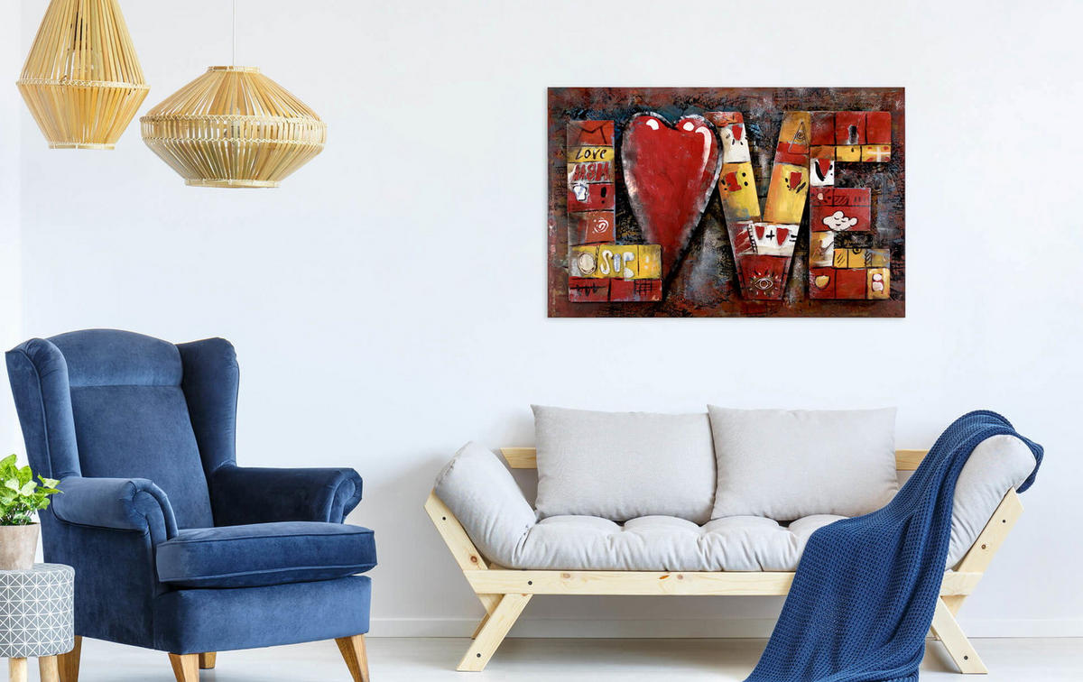 METALLBILD Rot 90/60 cm - Rot, Metall (4.5/60cm) - KUNSTLOFT