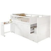 ETAGENBETT 90/200 cm Weiß mit Schreibtisch und viel Stauraum aus Kiefer und MDF - Weiß, Holzwerkstoff (90/200cm) - OKWISH