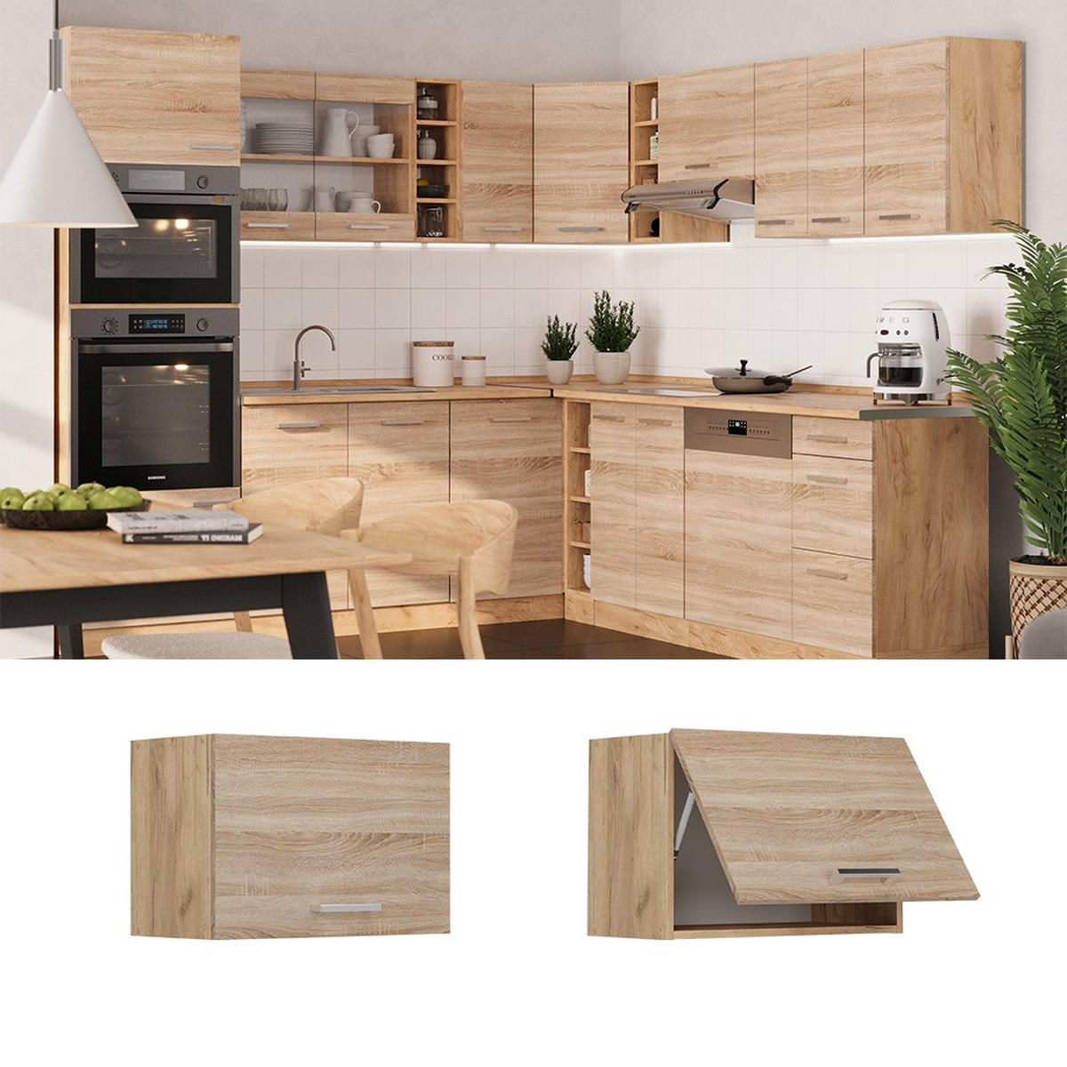 STENSKA OMARICA R-Line Sonoma 60 cm Ravna - hrast sonoma/medeni hrast, leseni material (60/40/31cm) - Vicco