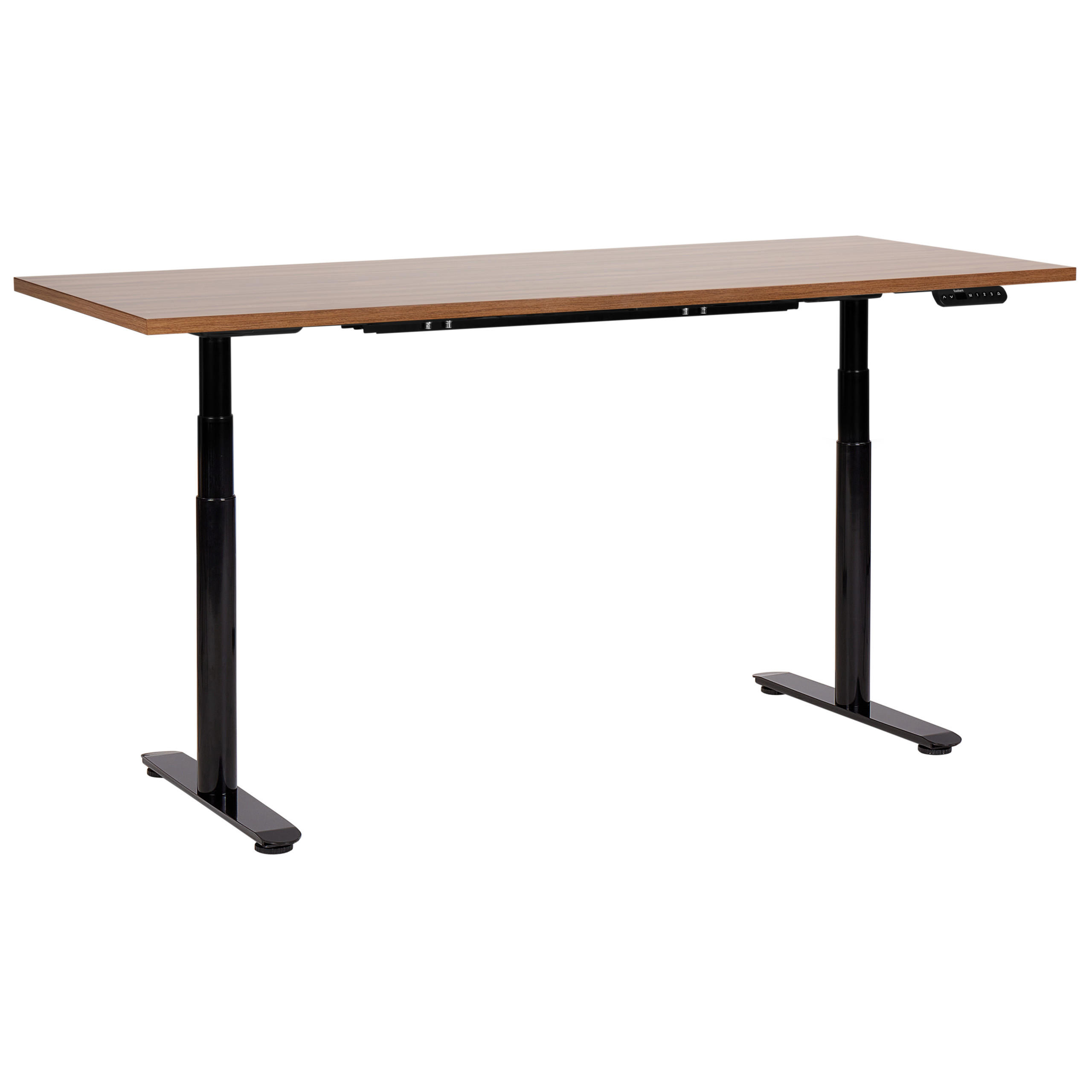 SCHREIBTISCH braunschwarz 180/72 cm elektrisch höhenverstellbar Destin IV - Dunkelbraun/Schwarz, Holz (72/180/67cm) - Beliani