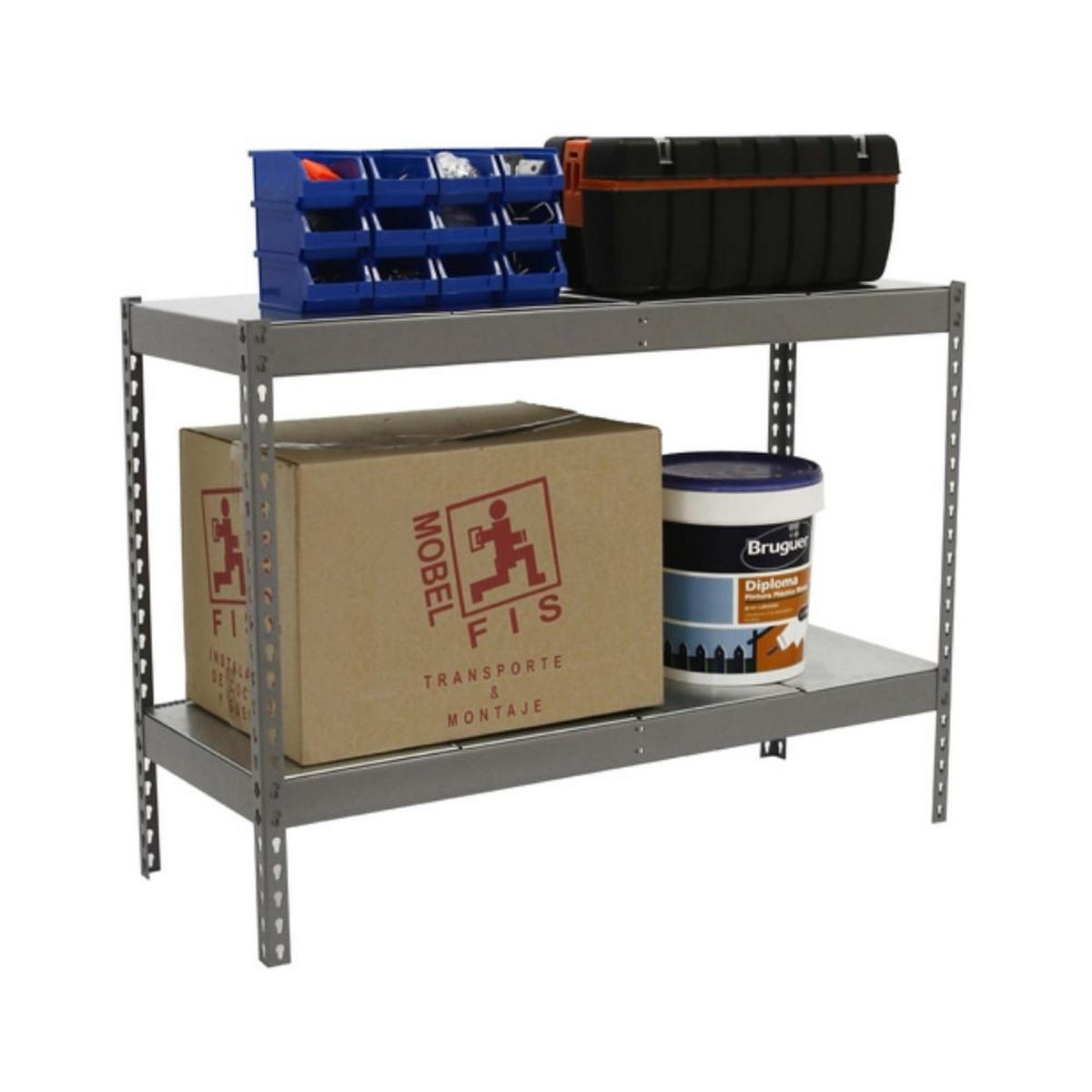 SCHWERLASTREGAL MINI METAL YETI TWO | HxBxT 90x120x45cm | Fachlast 400kg | Grau - Grau, Metall (120/90/45cm) - PROREGAL