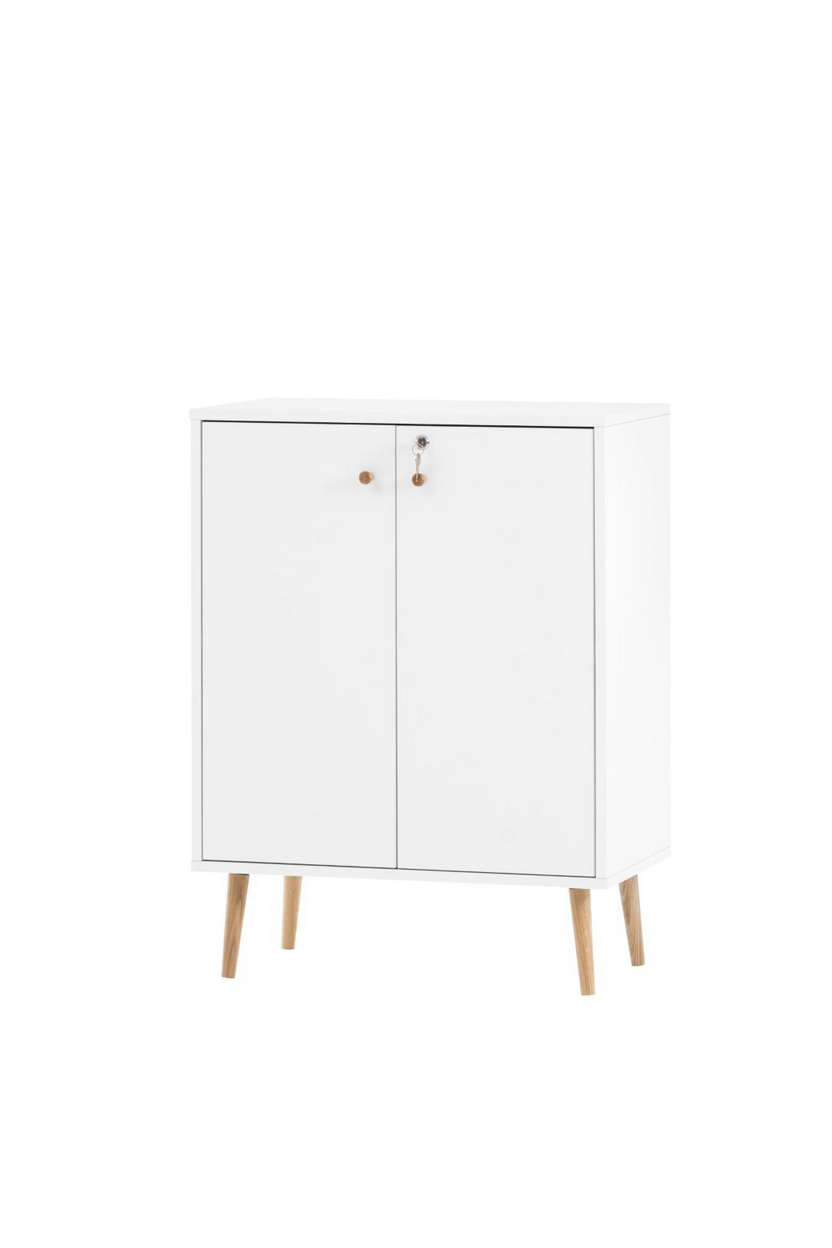 AKTENSCHRANK Grizzly 86x40x40 cm 2 Fächern & 2 abschließbare Flügeltüren Weiß - Weiß, Holz (40/86/40cm) - PROREGAL