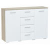 KOMMODE Helena 2D4S Sonoma Eiche-Weiß 120/35/84,5 cm - Weiß/Sonoma Eiche, Holzwerkstoff (120/84.5/35cm) - Matkam Möbel