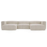 WOHNLANDSCHAFT U Landi Creme - Beige/Schwarz, Kunststoff/Textil (340/85/180cm) - Graingold