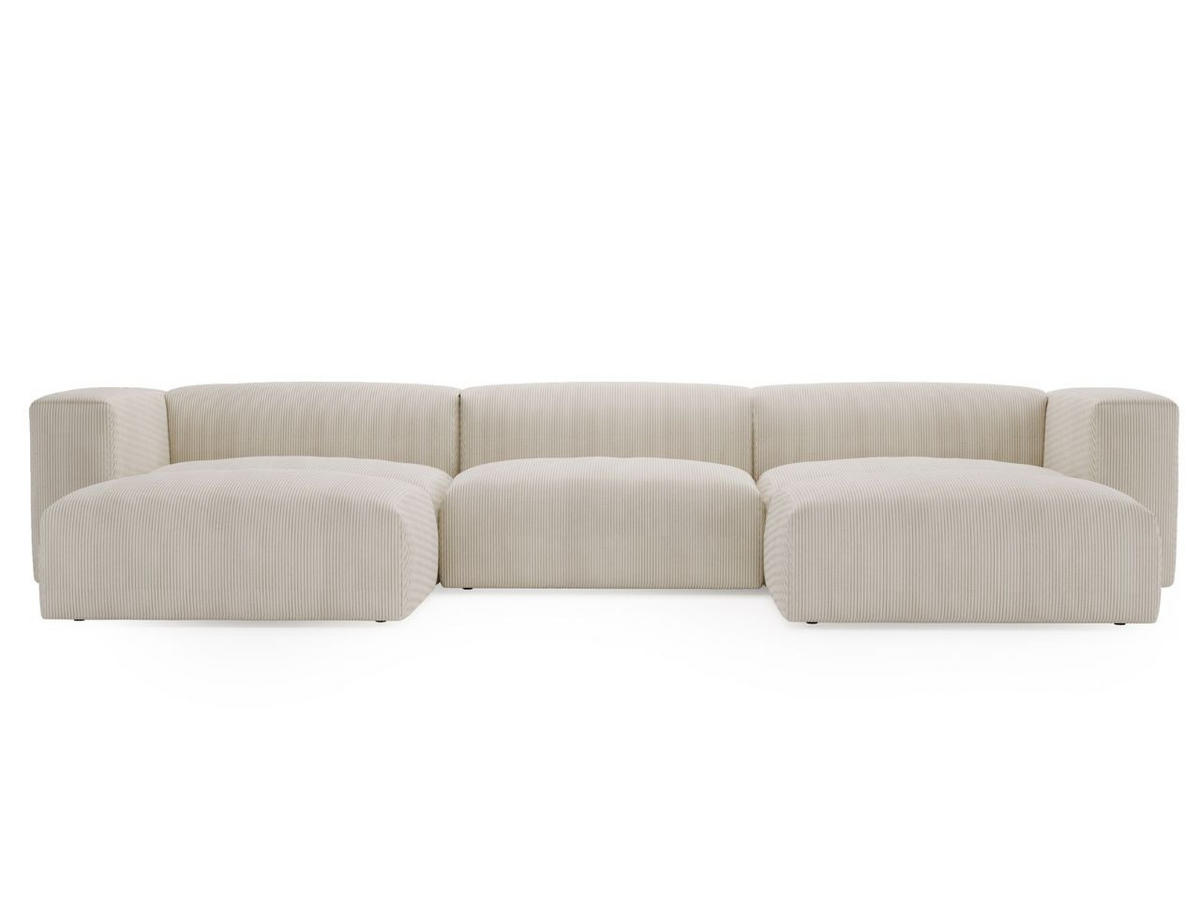 WOHNLANDSCHAFT U Landi Creme - Beige/Schwarz, Kunststoff/Textil (340/85/180cm) - Graingold