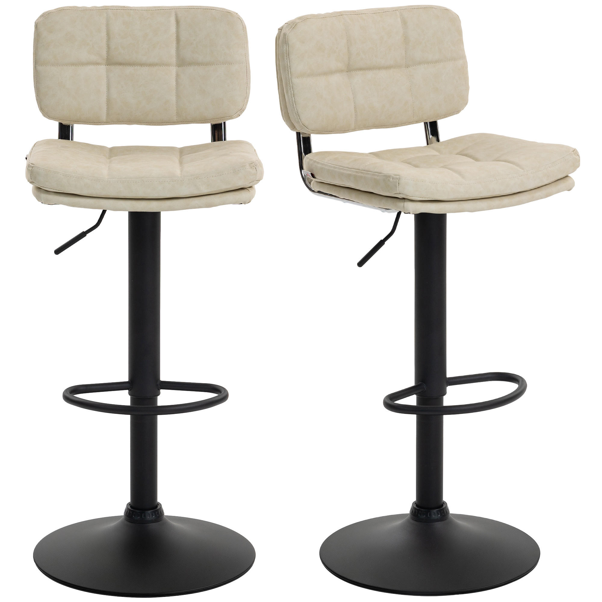 BARHOCKER 2er-Set DE-14805 vintage gepolstert Crème - Creme, Metall (41.5/107/45cm) - ComfortXL