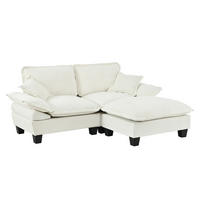 ECKSOFA aus Chenille 194x155x90 cm in Beige mit Ottomanen-Modul - Beige, Textil (155/90/194cm) - Modfu