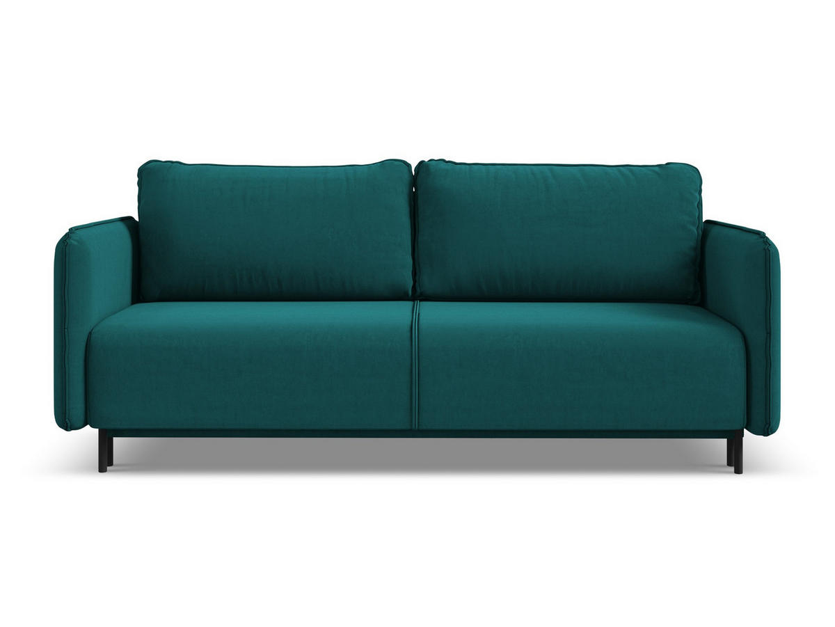 3-SITZER SOFA mit Schlaffunktion Samt Stoff Blau - Blau/Petrol, Holz/Textil (226/90/92cm) - Makamii