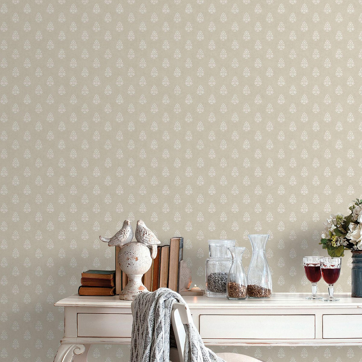 TAPETE kleine Ornamente 53 cm x 10 m - Beige, Papier (53/1000cm) - Sanders & Sanders