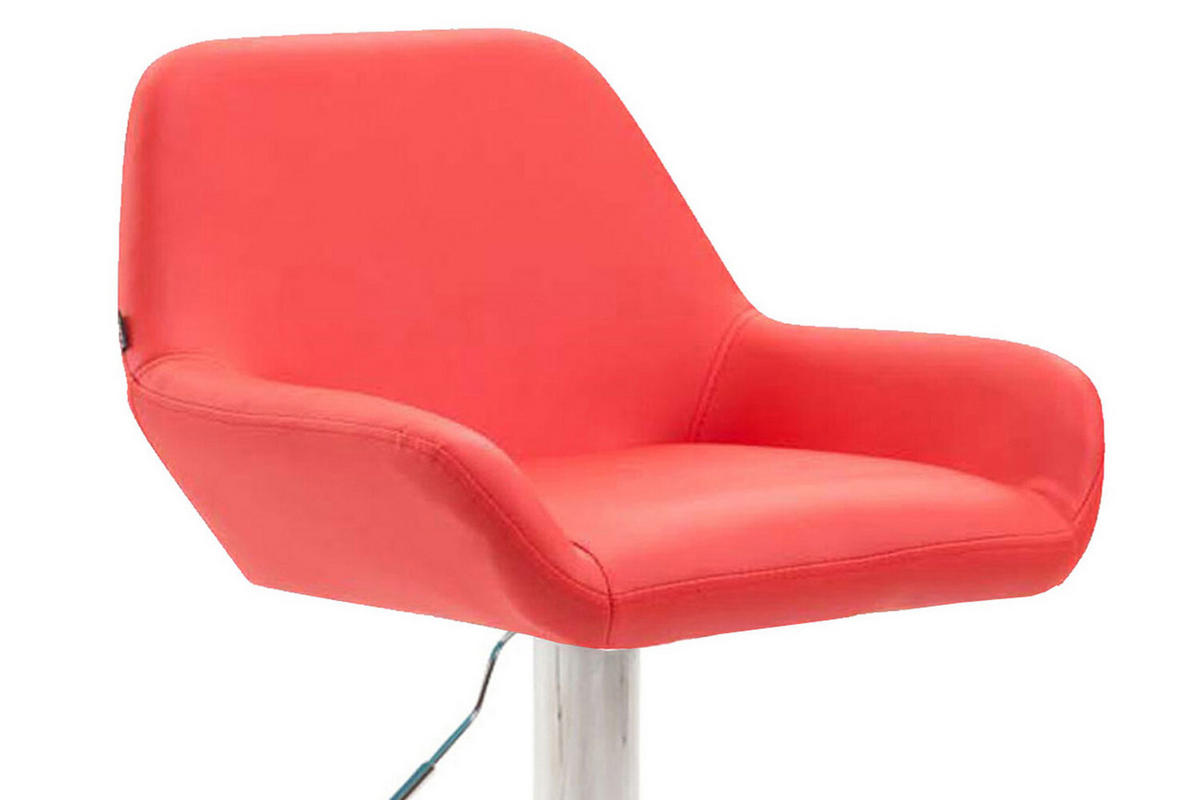 BARHOCKER 2er Set Prag Kunstleder chrom rot - Chromfarben/Rot, Kunststoff/Metall (51/109/52cm) - TPFLiving