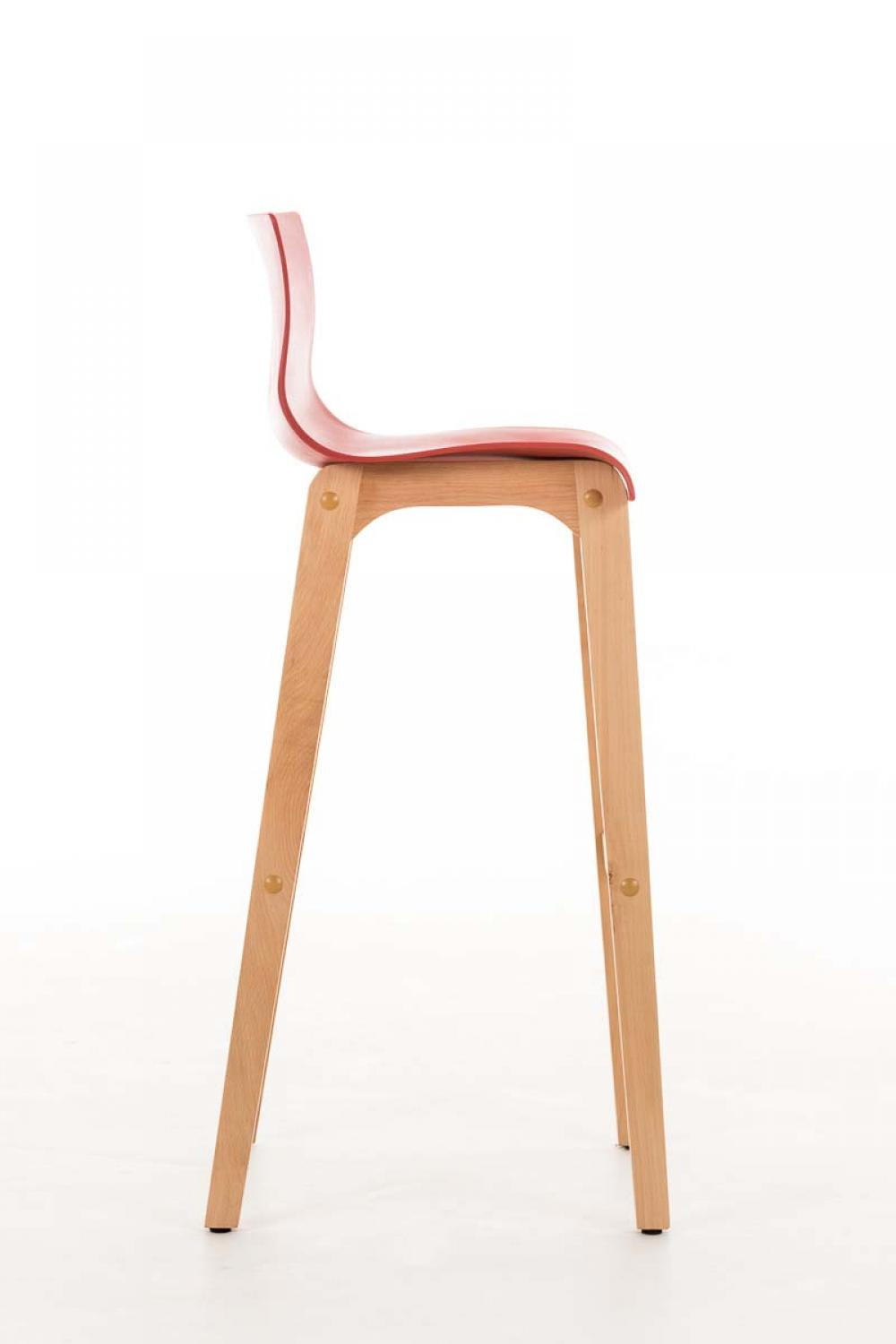 BARHOCKER Holz rot - Eukalyptusholzfarben/Rot, Holz (41/101/46cm) - CLP