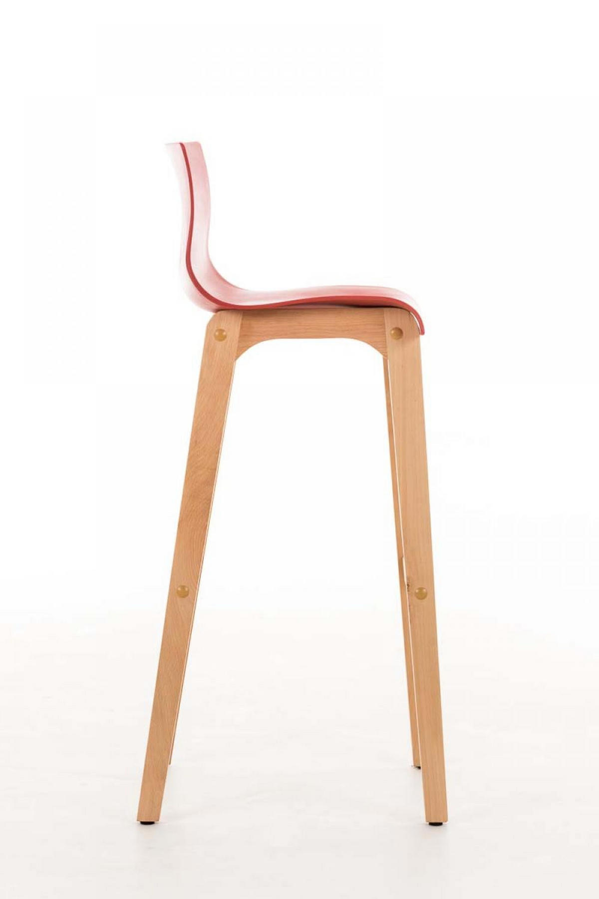 BARHOCKER Holz rot - Eukalyptusholzfarben/Rot, Holz (41/101/46cm) - CLP