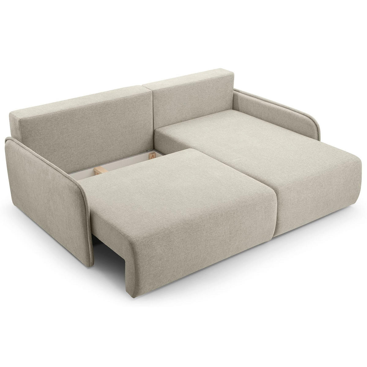 ECKSOFA Netarro, Beige Chenille, rechtsseitig - Beige/Schwarz, Kunststoff/Textil (147/198cm) - Selsey