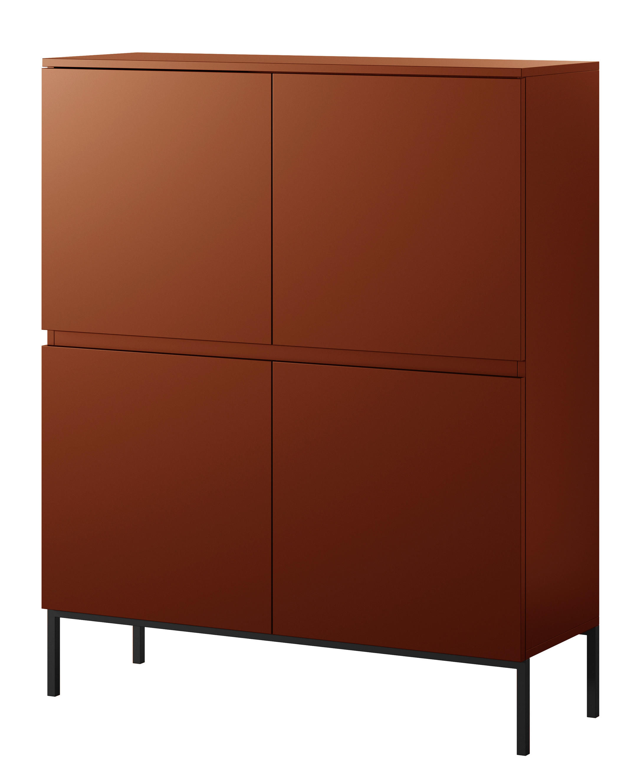 HIGHBOARD Bemmi Ziegelrot mit Metallbeinen 100 cm - Dunkelorange/Schwarz, Holzwerkstoff/Metall (100/122/35cm) - Selsey