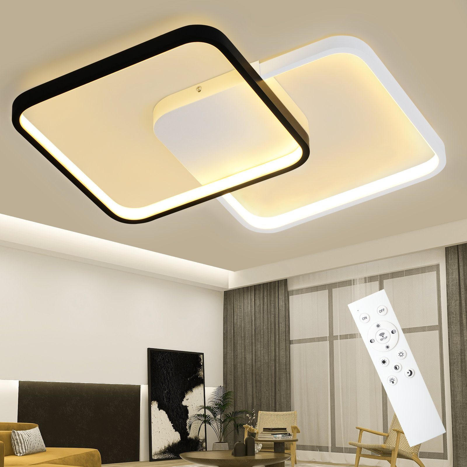 LED-DECKENLEUCHTE Nils 43/43/4.5 cm - Schwarz/Weiß, Metall (43/43/4.5cm) - Nettlife