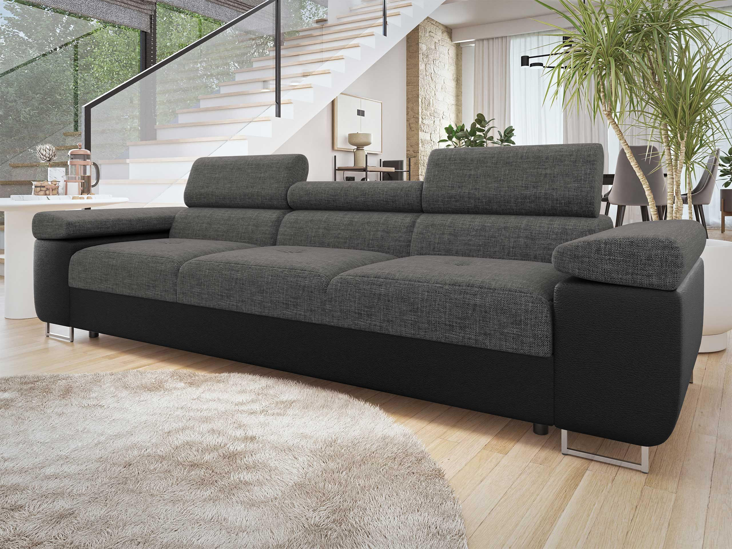 SOFA Torezio 3 - Dunkelgrau, Holz/Textil (263/90/102cm) - MIRJAN24