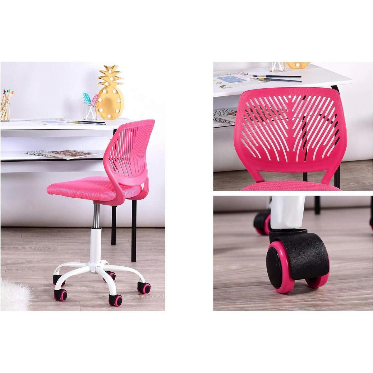 SCHREIBTISCHSTUHL 2er Set Rosa Stoff Höhenverstellbar - Rosa, Kunststoff (38.5/75/40cm)