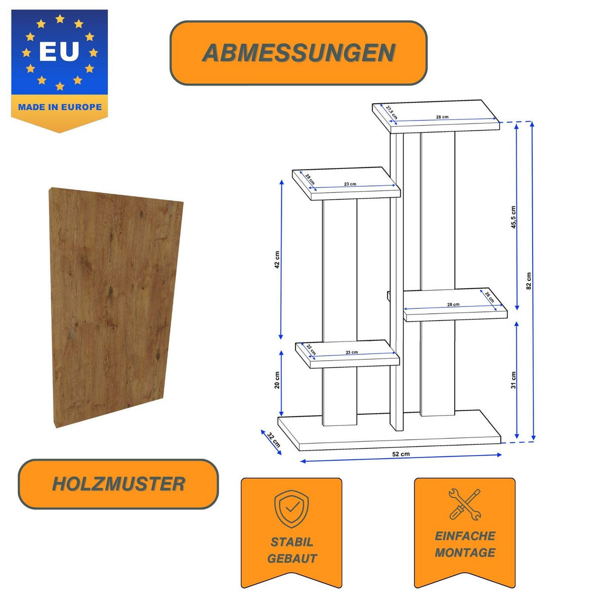 BLUMENSTÄNDER M4 - Nussbaumfarben, Holzwerkstoff (32/82/52cm) - RAUMHIRSCH FURNITURE