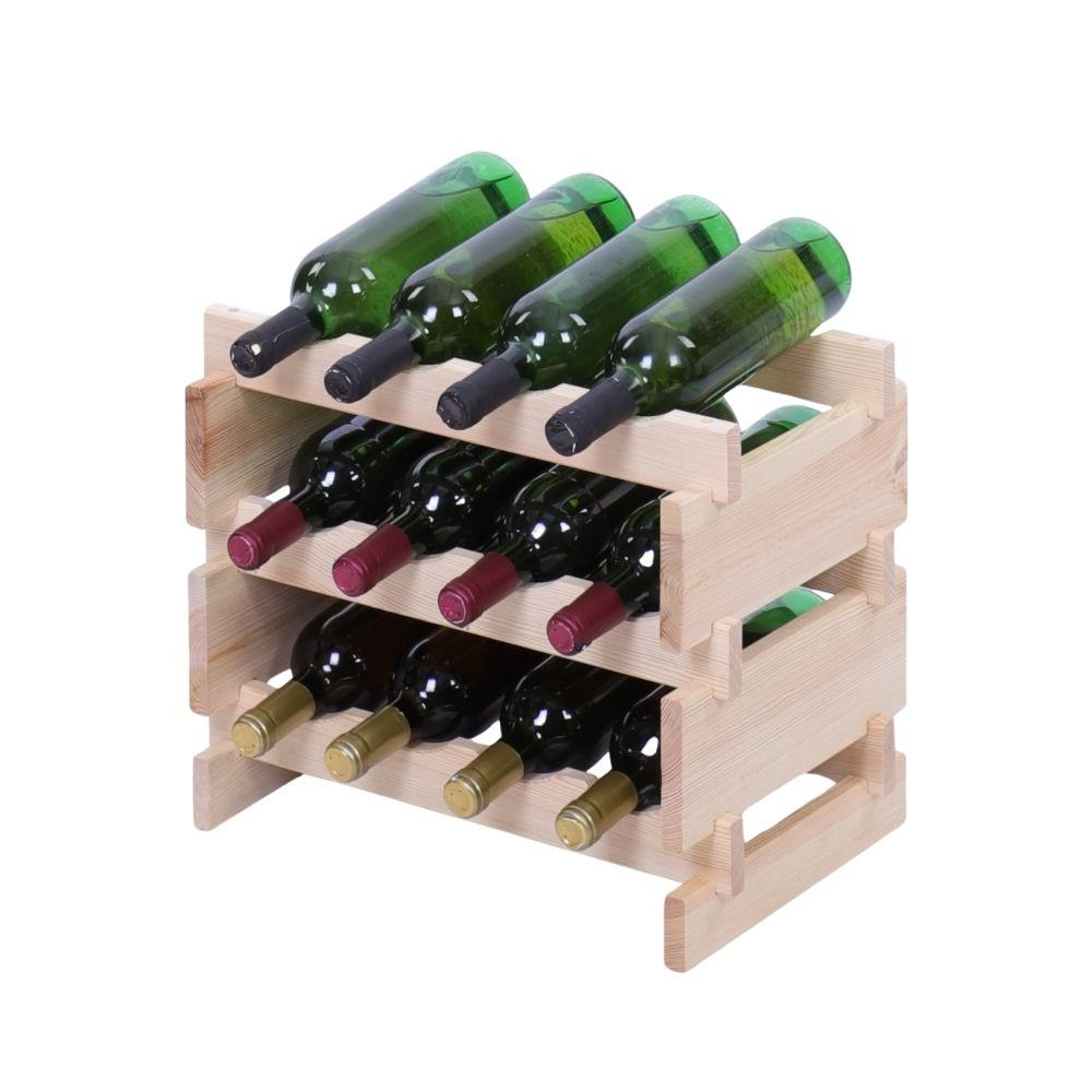 WEINREGAL VINOTECA FLEX PRO HxBxT 37x46x28cm 12 Flaschen auf 3 Ebenen Natur unbehandelt - Naturfarben, Holz (46/37/28cm) - PROREGAL