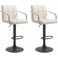 BARHOCKER 2er Set Lederlook Creme - Creme/Schwarz, Textil/Metall (54/91/46cm) - CLP