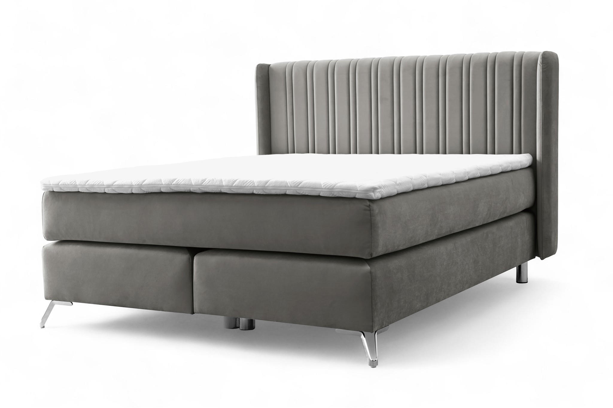 Fun Möbel Boxspringbett Dunkelgrau 200x200 cm