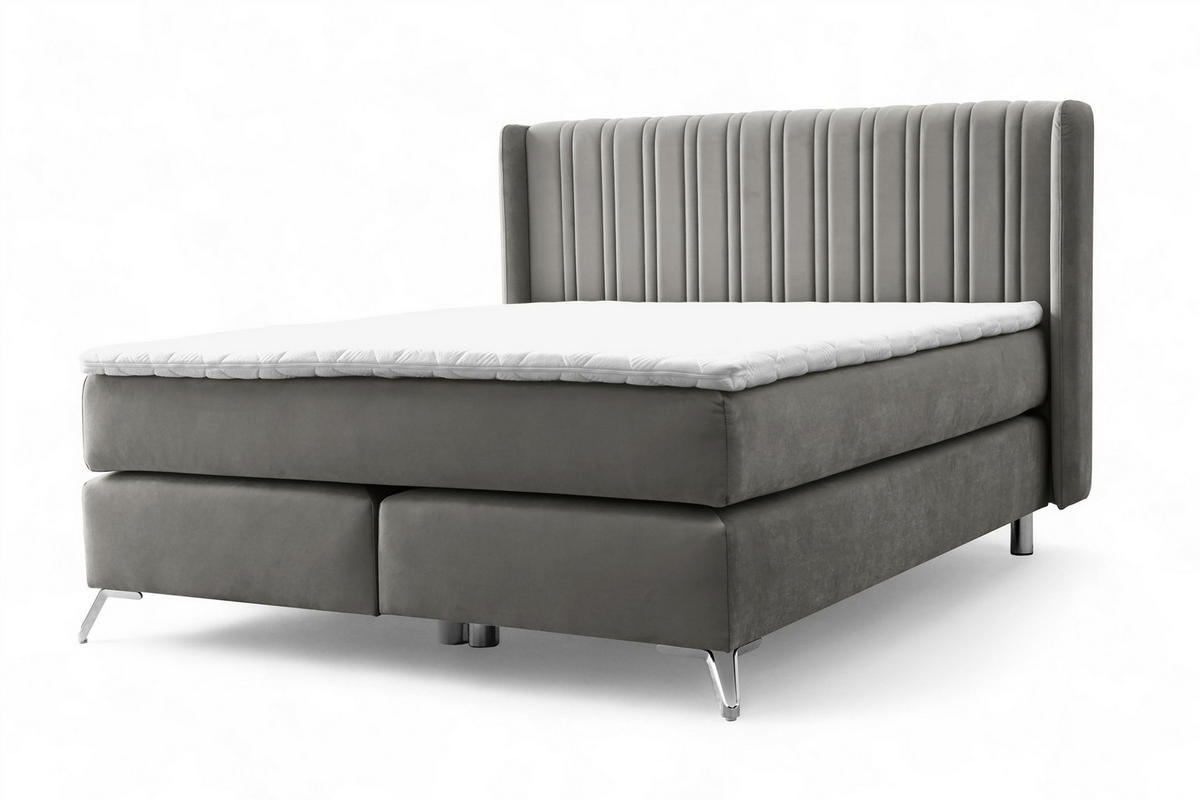 BOXSPRINGBETT Agnus - Dunkelgrau, Holzwerkstoff/Textil (200/200cm) - Fun Möbel