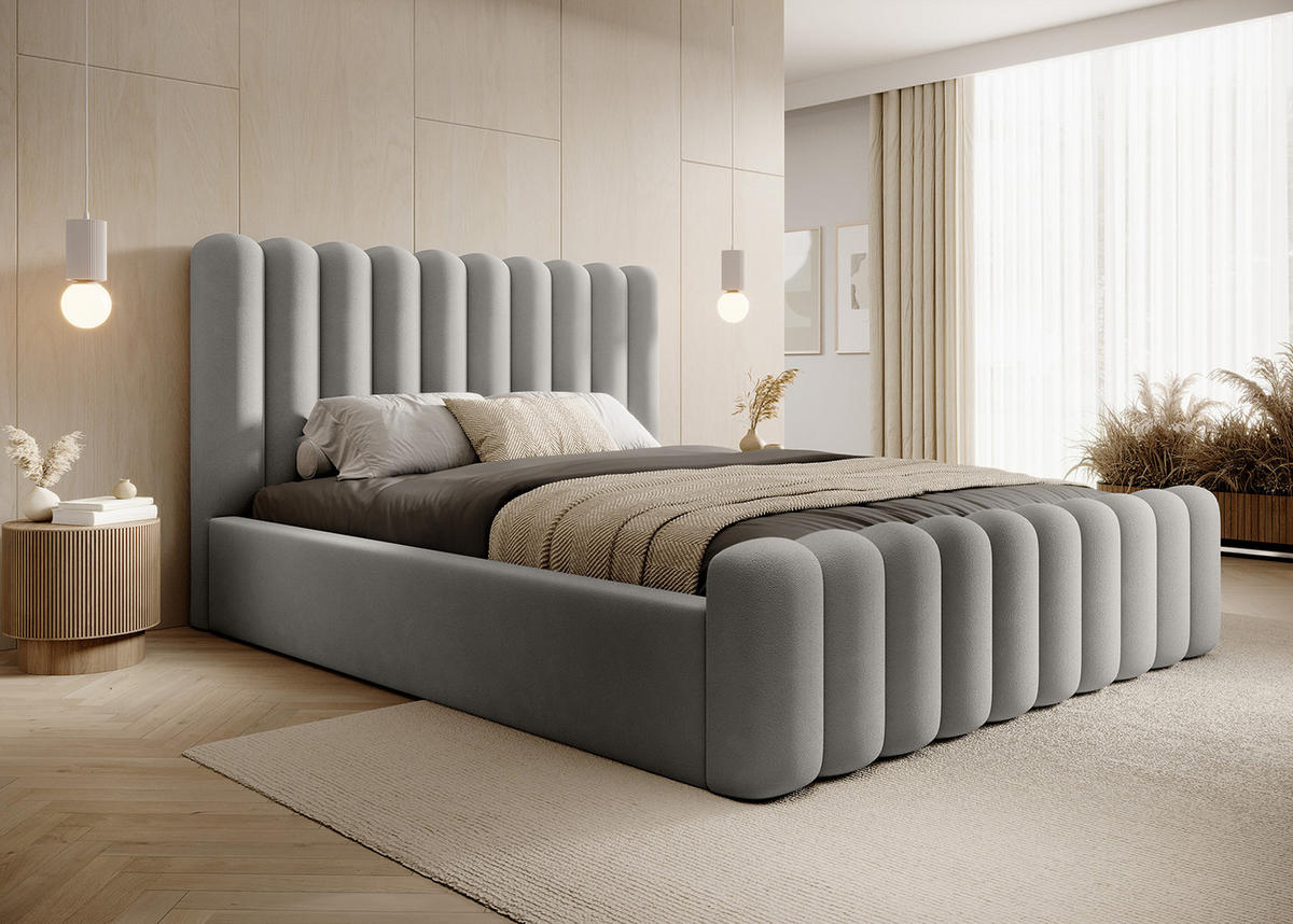 POLSTERBETT ALORIS 120x200 cm, Hellgrau - Hellgrau, Textil (200/120cm) - Fedve