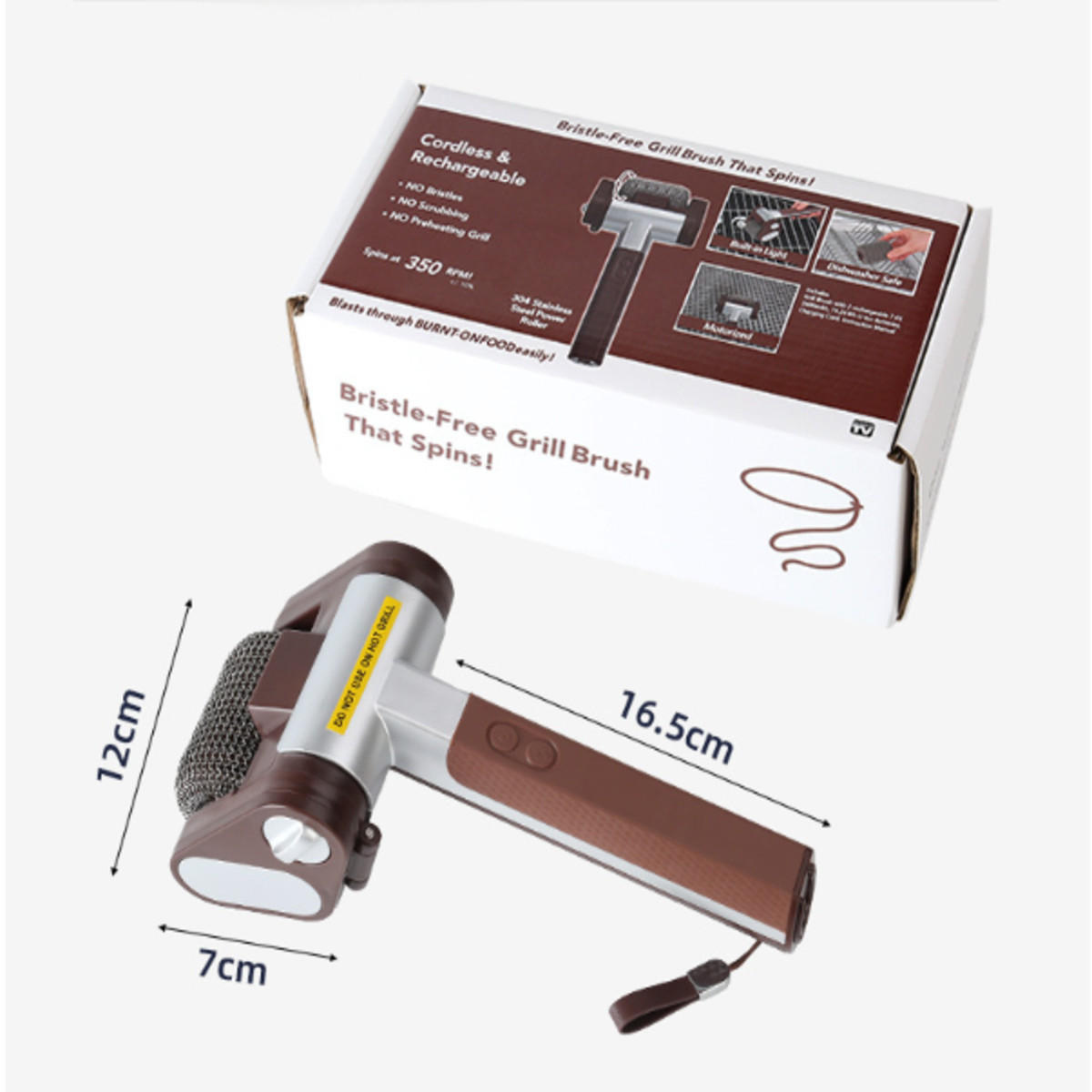 GRILLBÜRSTE Elektrische & Edelstahl Braun, Braun - Dunkelbraun, Kunststoff (12cm) - Authentics