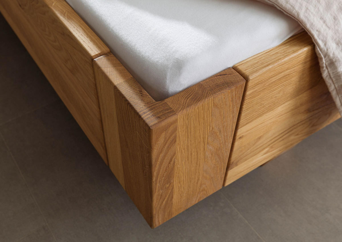 BETT Massivholz Wildeiche 200 x 200 x 86 natur KITZBÜHEL #259 - Naturfarben, Holz (200/200cm) - Massivmoebel24