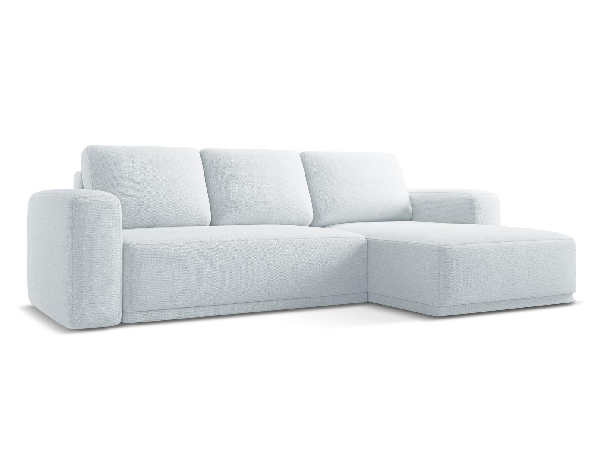 ECKSOFA mit Schlaffunktion Chenille Stoff Blau - Blau/Schwarz, Kunststoff/Textil (258/160cm) - Makamii