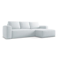 ECKSOFA mit Schlaffunktion Chenille Stoff Blau - Blau/Schwarz, Kunststoff/Textil (258/160cm) - Makamii