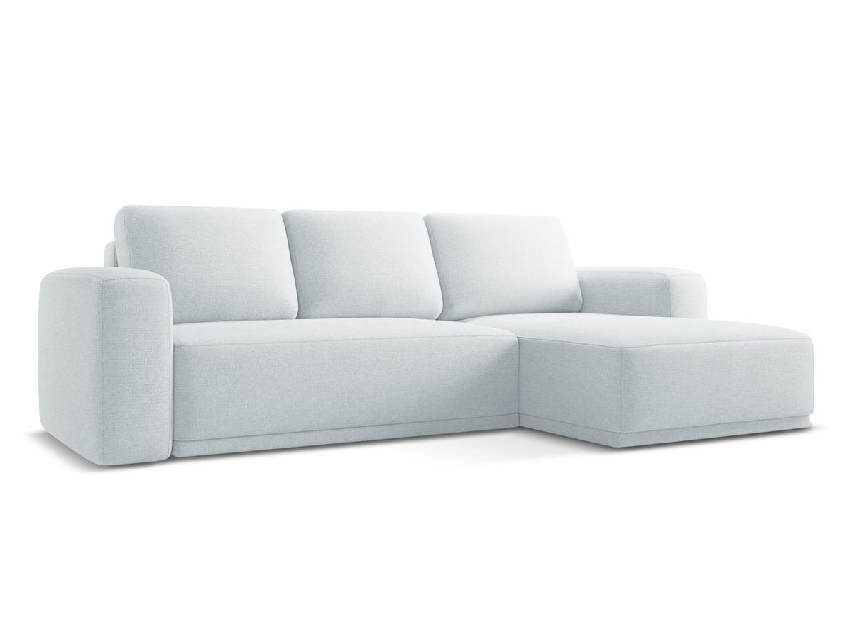 ECKSOFA mit Schlaffunktion Chenille Stoff Blau - Blau/Schwarz, Kunststoff/Textil (258/160cm) - Makamii