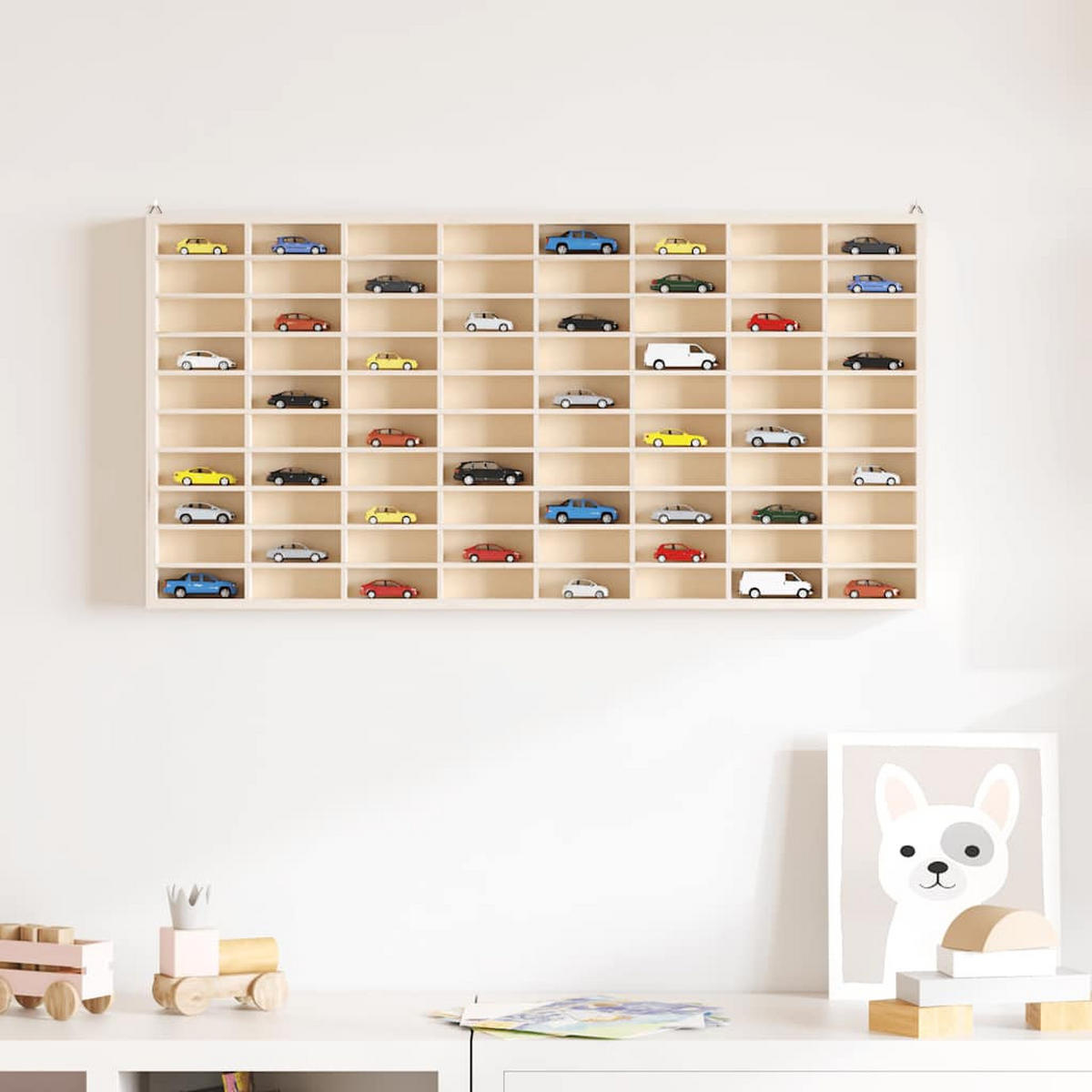 WANDREGAL mit 80 Fächern 80/4,5/40,5 cm aus Holz Max. Belastbarkeit 20 KG - Braun, Holz (80/40.5/4.5cm) - vidaXL