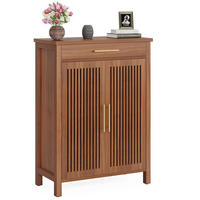 SCHUHSCHRANK mit Schublade & Lamellentüren - Braun, Holz (80/109/36cm) - Kaket