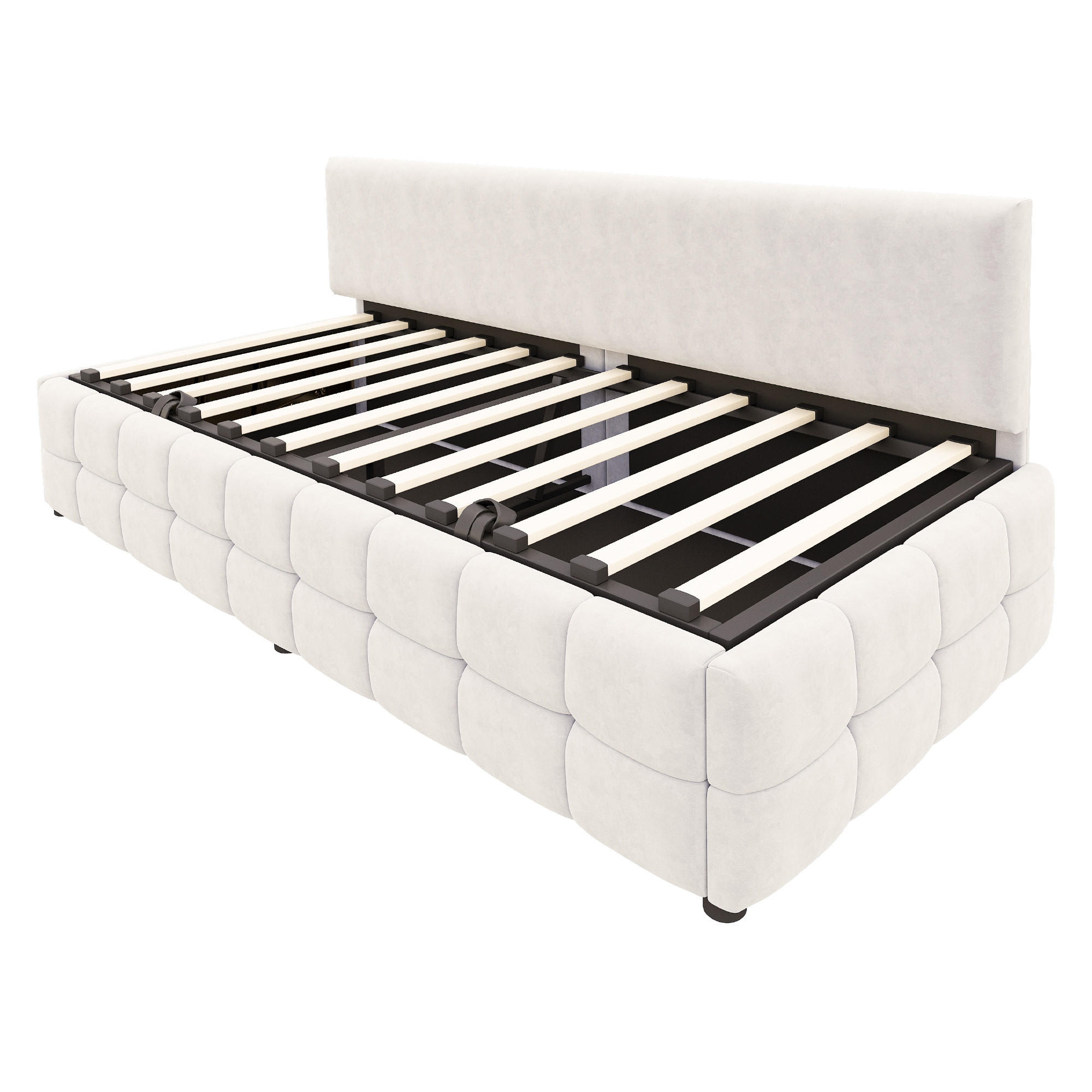 STAURRAUMBETT 90/200 cm DE-02104, in Beige, mit Sofafunktion und Hydraulik - Beige, Metall (90/200cm) - ComfortXL