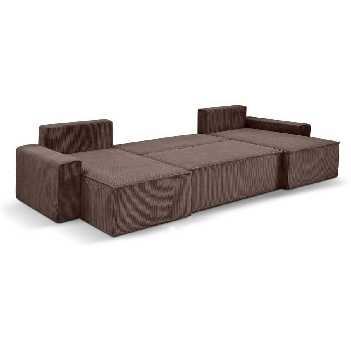 WOHNLANDSCHAFT Hektor U mit Schlaffunktion braun - Schwarz/Braun, Kunststoff/Textil (377/94/152cm) - Beautysofa