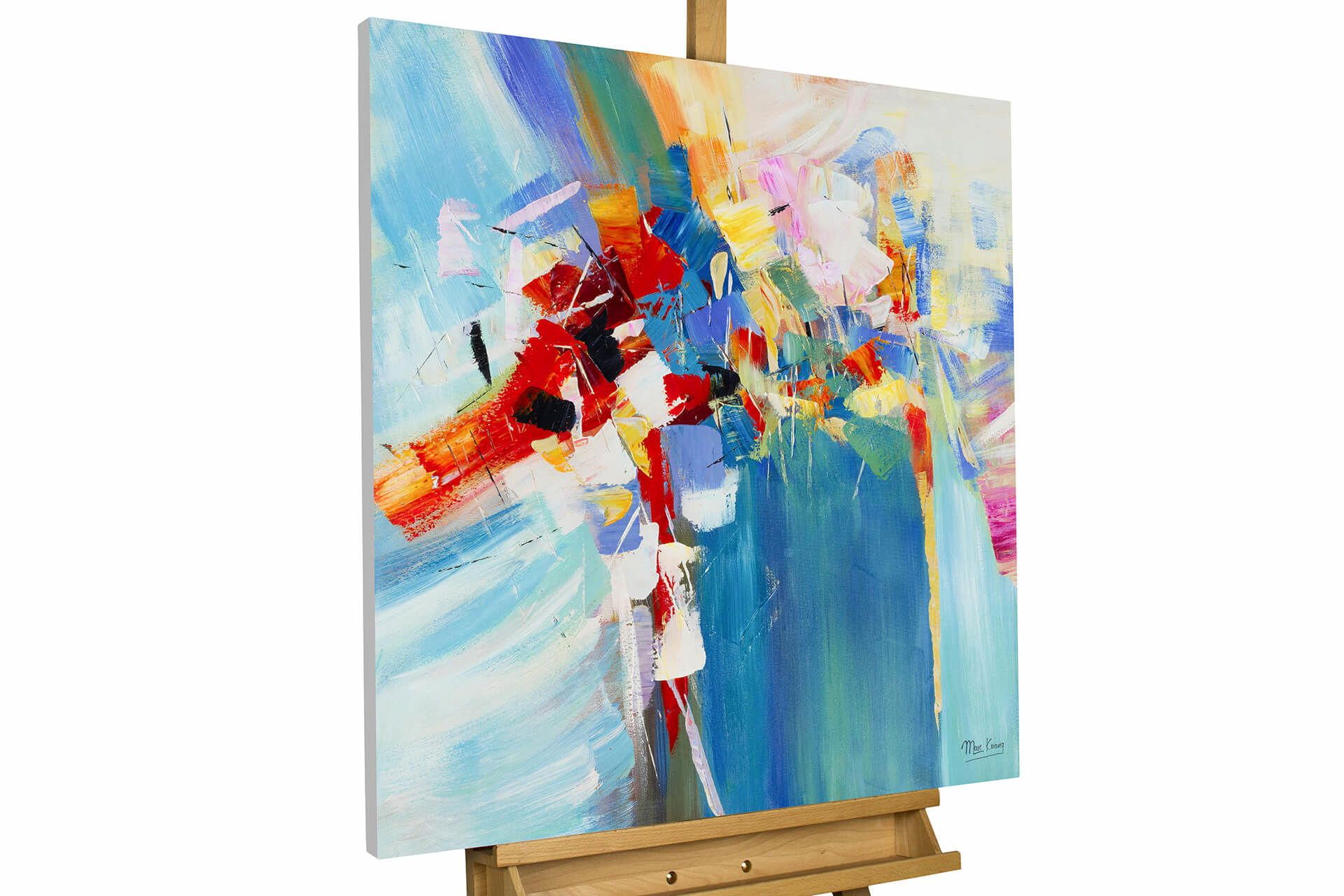 ACRYLBILD HANDGEMALT 80/80 cm - Blau/Multicolor, Holz/Textil (1.46/80cm) - KUNSTLOFT