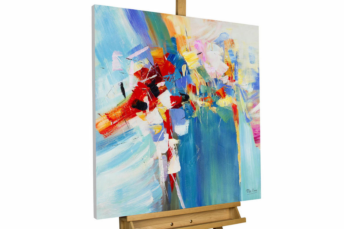 ACRYLBILD HANDGEMALT 80/80 cm - Blau/Multicolor, Holz/Textil (1.46/80cm) - KUNSTLOFT