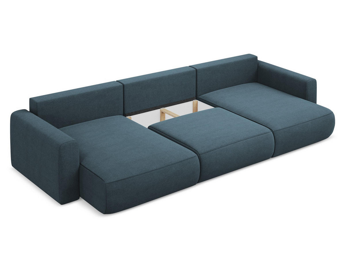 WOHNLANDSCHAFT Samt Stoff Grün - Dunkelgrün/Schwarz, Kunststoff/Textil (370/74/170cm) - Makamii