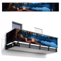 BALKON-SICHTSCHUTZ Lagerfeuer - See - Abendlicht - Dunkelblau, Kunststoff (500/75cm) - MuchoWow