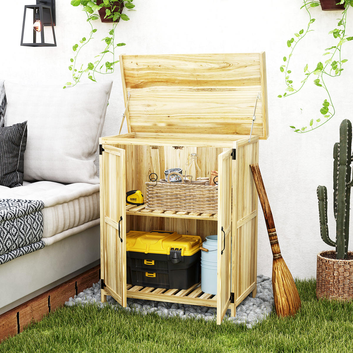 GARTENSCHRANK DE-09263 Naturholz - Naturfarben, Holz (43/88/74cm) - ComfortXL