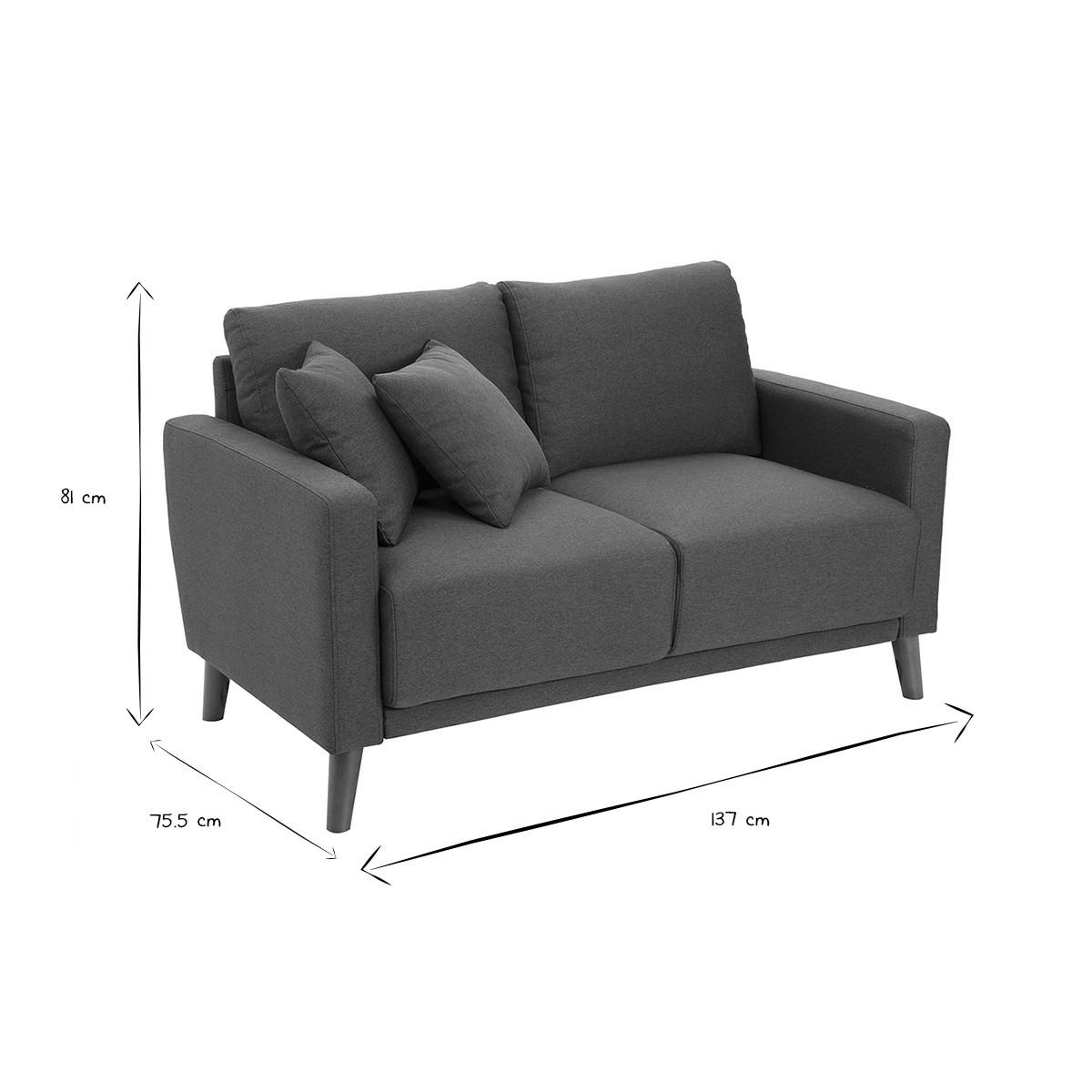 SOFA 2-Sitzer Stoff Dunkelblau Holz Dunkel MUNIK - Blau, Textil (137/81/75.5cm) - Miliboo