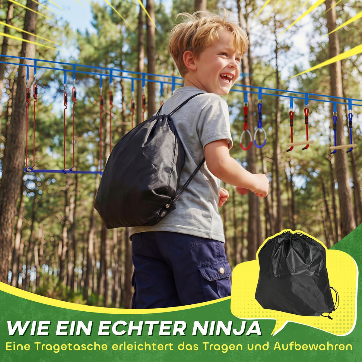 NINJA-WARRIOR Holz Metall Mehrfarbig - Multicolor, Holz (5/2400cm) - AIYAPLAY