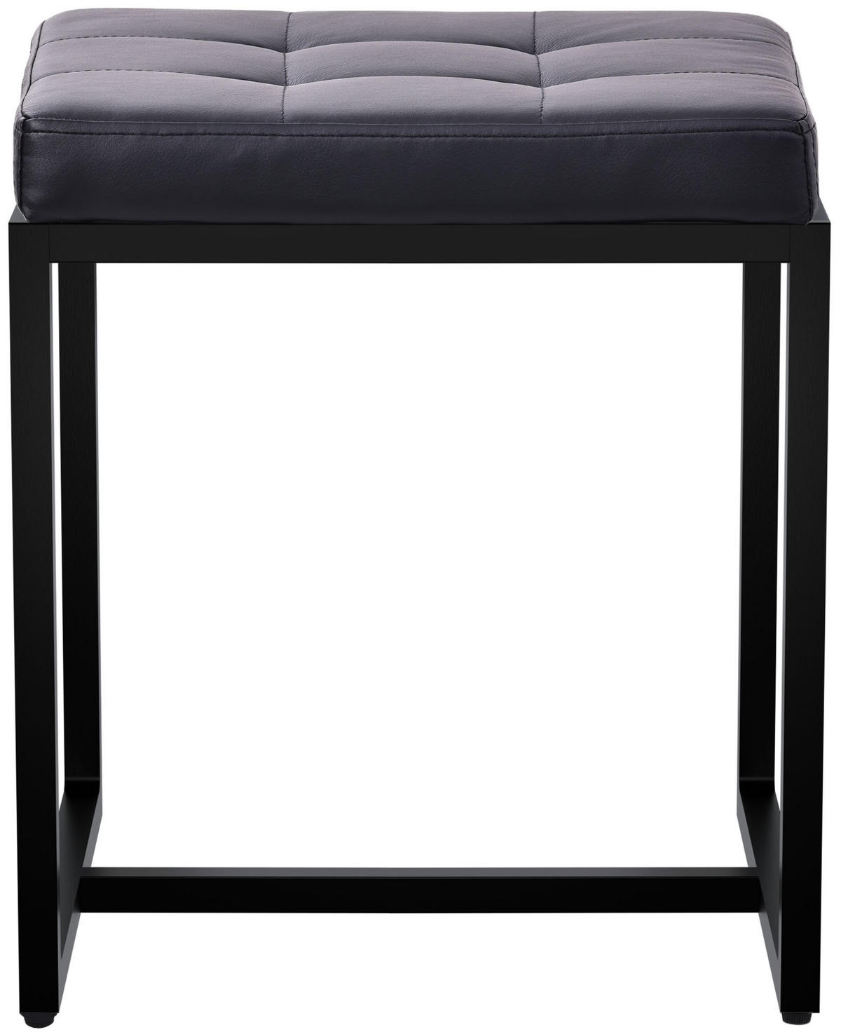 SITZWÜRFEL eckig 40/40/48 cm Lederlook schwarz - Schwarz, Textil/Metall (40/48/40cm) - CLP