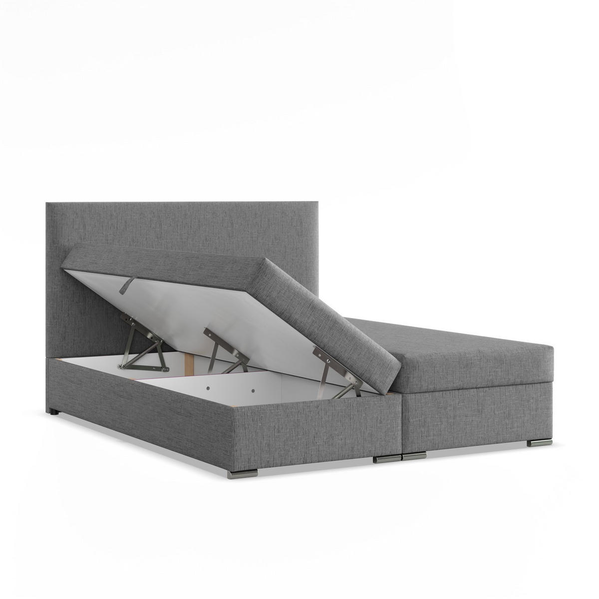BOXBETT MIT KOPFTEIL 140x200 VICENZA, Grau - Dunkelgrau, Textil (140/200cm) - Mebligo