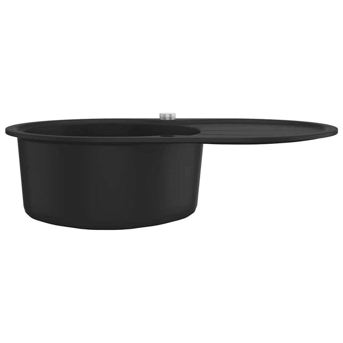 KÜCHENSPÜLE Granit Einzelwaschbecken Oval Schwarz - Schwarz, Stein (49/20.5/77cm) - vidaXL
