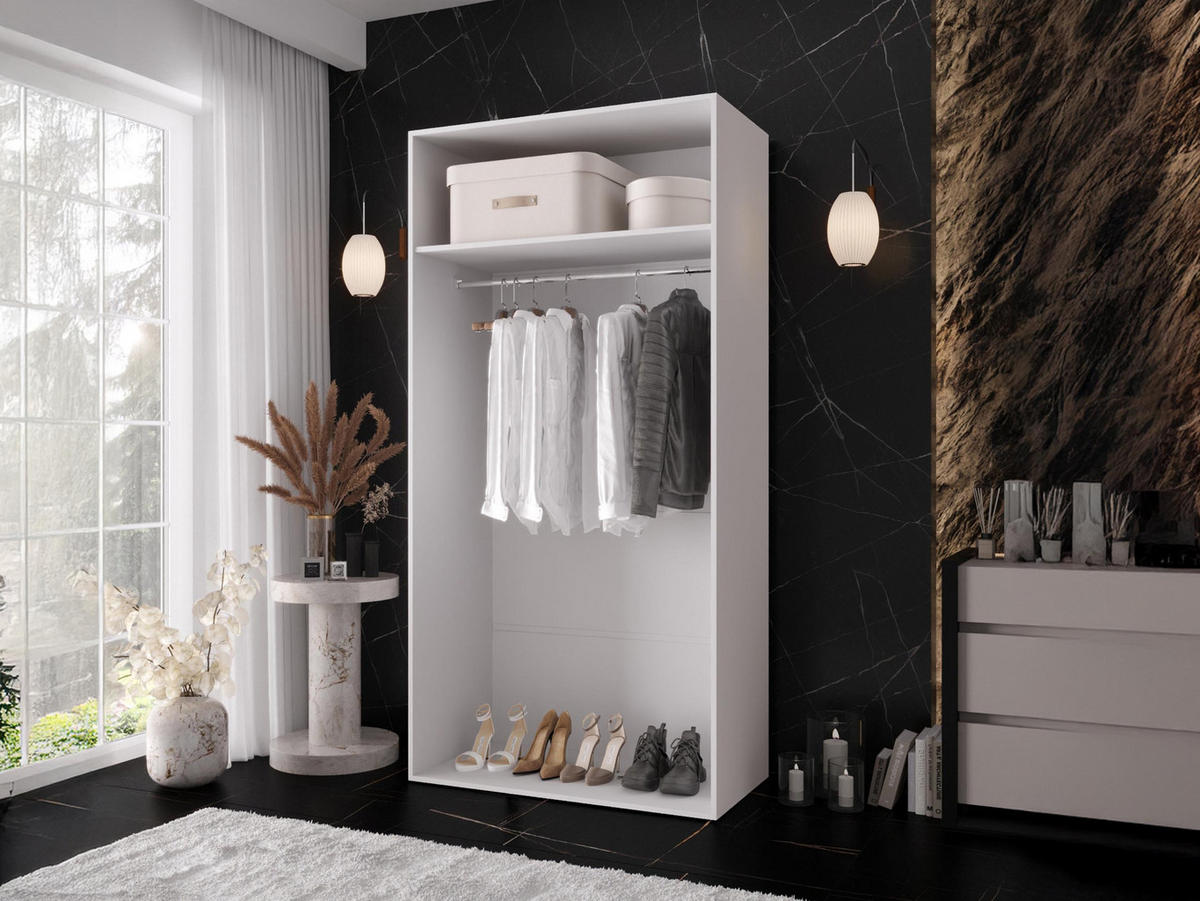 DREHTÜRENSCHRANK Zen 2L 100 cm - Kaschmir/Schwarz, Holzwerkstoff/Kunststoff (100/202/50cm) - MIRJAN24