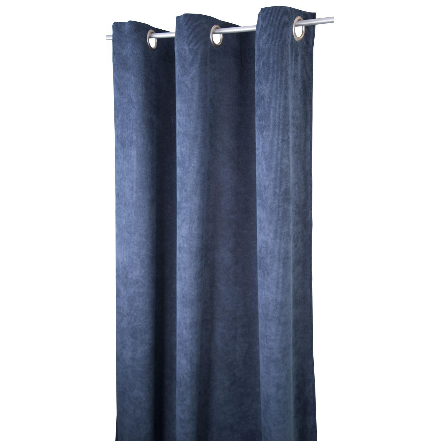BLICKDICHTER ÖSENVORHANG CASUAL CORD - Blau, Textil (140/0.5/245cm) - Tom Tailor